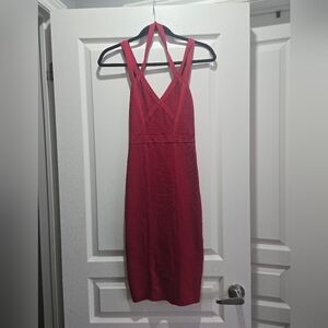 Sleeveless Red V-Neck Bodycon Dress